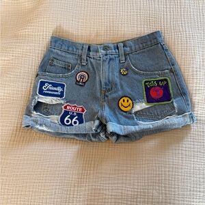 Carmar Blue Jean Shorts with Colorful Patches